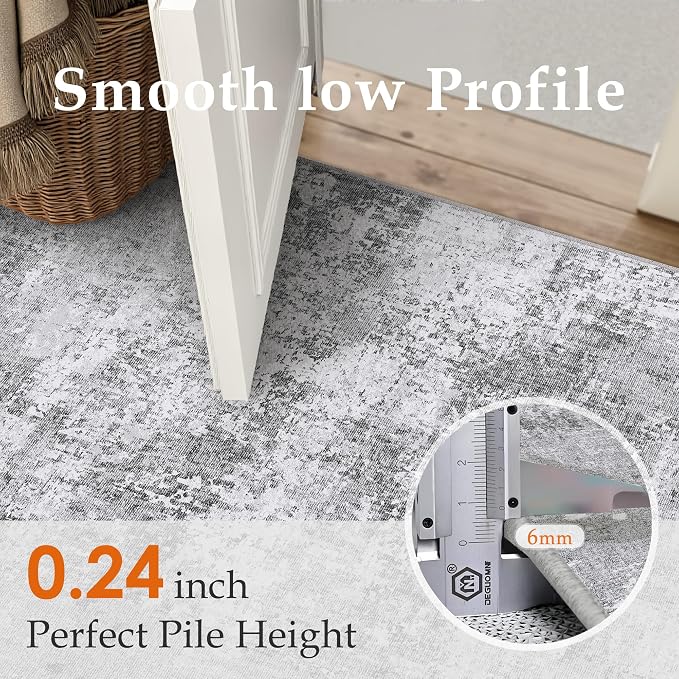 PureCozy 5x7 Grey Area Rug Washable Non Slip Modern Abstract Living Room Carpet - Image 5