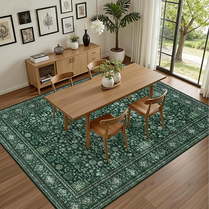 Area Rugs 9x12 Living Room Rug: Washable Rug Soft Vintage Distressed Floral - Image 5