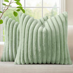 decorUhome Summer Cozy Faux Fur Throw Pillow Covers 18x18 Set of 2 Decorative by decorUhome