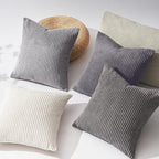 Topfinel 55x55cm Gray Set of 4 Corduroy Pillow Covers Cushion Cover Decorative - Image 3