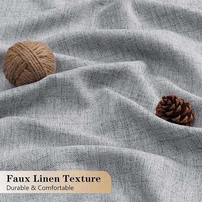 OVZME Grey Valance for Windows, Light Filtering Faux Linen Textured Small - Image 4