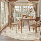 6x6 Beige Round Rug 6ft Living Room Circle Rug Vintage Round Area Rug Non Slip - Image 9