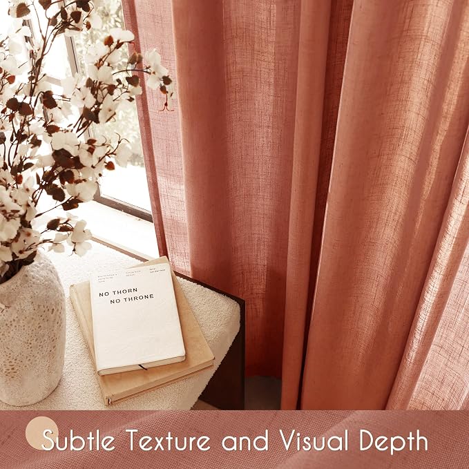 63 inch Linen Terracotta Curtains 2 Panels - Image 4