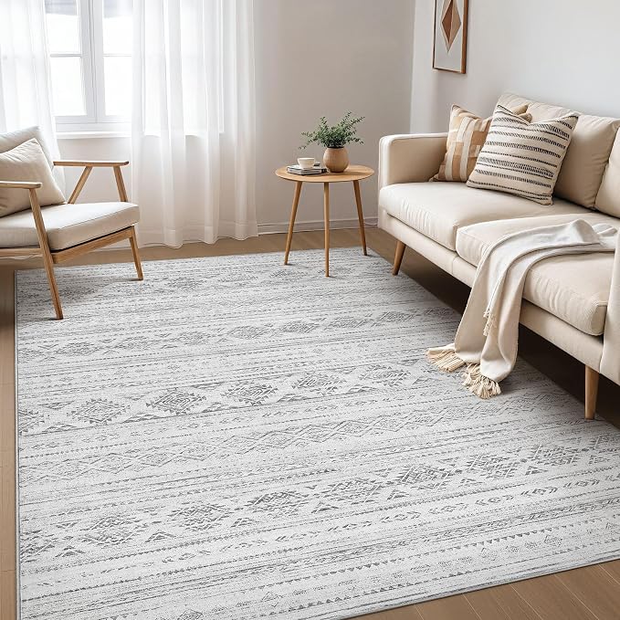 Nakagishi 5x7 Area Rugs Living Room: Washable Boho Large Neutral Soft Farmhouse by NakagishiAreaRug