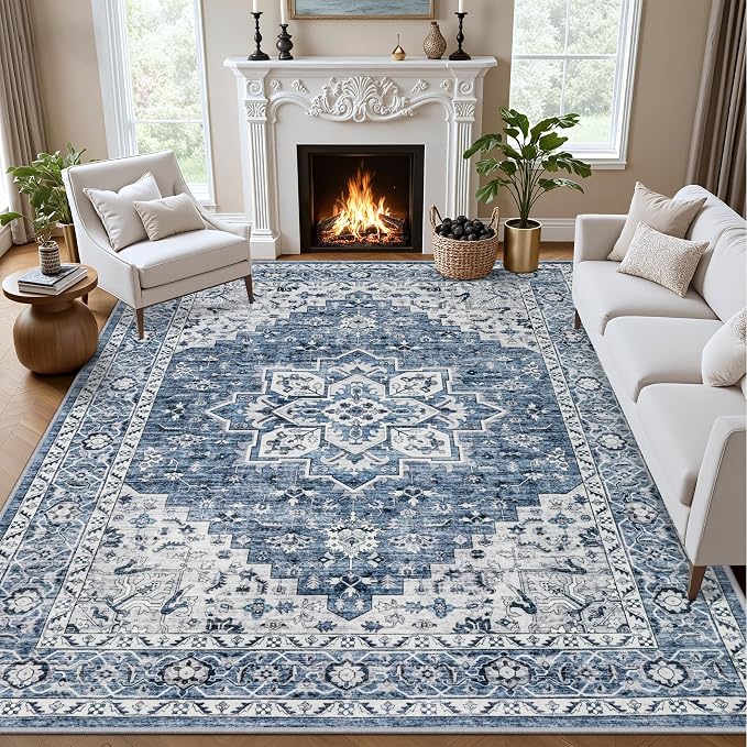 4x6 Area Rugs for Living Room: Washable Rug Soft Vintage Boho Medallion Carpet by EXPEDIX