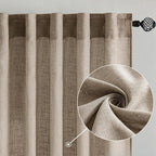 MIULEE Taupe Grey Linen Curtains 84 Inch Length 2 Panels - Image 2
