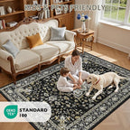 Area Rugs 9x12 Living Room Rug: Washable Rug Soft Vintage Boho Medallion Carpet - Image 9