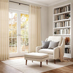 Extra Long Curtain 108 Inches Long Set Back Tab Tan Linen Drapes - Image 6