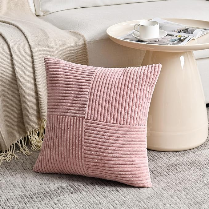Fancy Homi 2 Packs Blush Pink Samll Decorative Throw Pillow Covers 14x14 Inch - Image 2