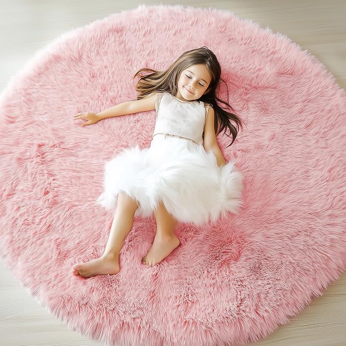 ONASAR Light Pink Round Area Rugs 4ft - Image 3