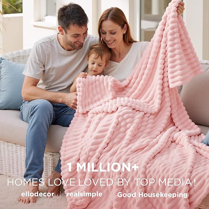 Bedsure GentleSoft Coral Pink Fleece Queen Blanket - Image 2