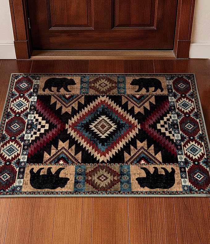 YIHOUSE Western Entryway Rug, 2x3 Rustic Washable Rug, Non-Slip Indoor Door Mat by YIHOUSE
