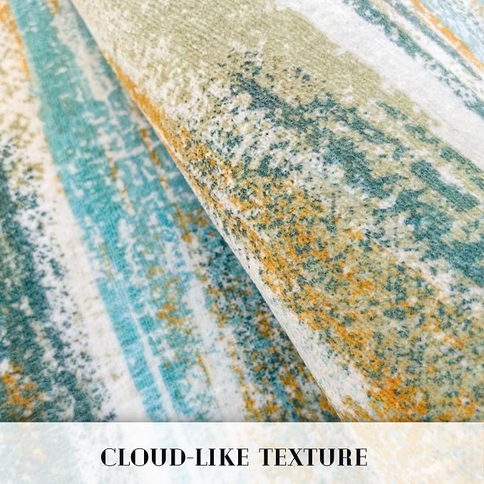 Lansny Modern Abstract 4x6 Living Room Washable Rug Non-Slip Soft Bedroom Area - Image 8