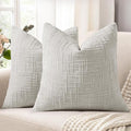 decorUhome Light Grey Chenille Euro Sham Throw Pillow Covers 26x26 Set of 2 by decorUhome