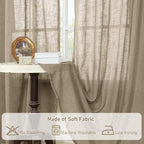LAMIT Taupe Linen Curtains 30 Inch Length, Semi Sheer Light Filtering Window - Image 8
