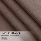 Extra Long Curtain Cappuccino Morden Linen Blend Light Filtering Back Tab - Image 2