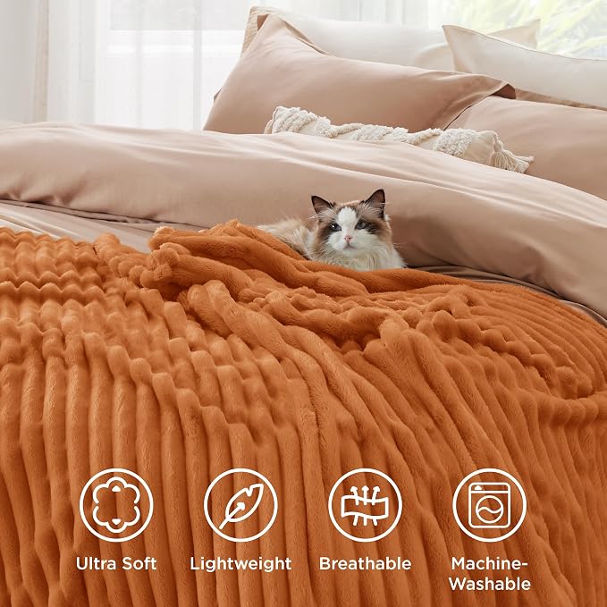 Bedsure GentleSoft Orange Fall Throw Blanket - Image 5