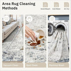 5x7 Area Rugs Blue Ivory Low Pile Indoor Washable Trendy Faded Style Rugs - Image 9