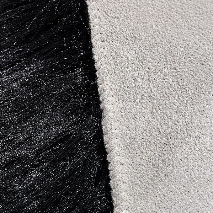 linmopm Faux Fur Rug Sheepskin Shag Fluffy Fuzzy Black 2x3 ft Small Rugs - Image 6