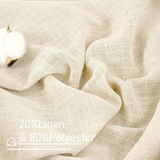 LAMIT Beige Linen Curtains for Living Room 78 Inch Length, Faux Linen Textured - Image 3