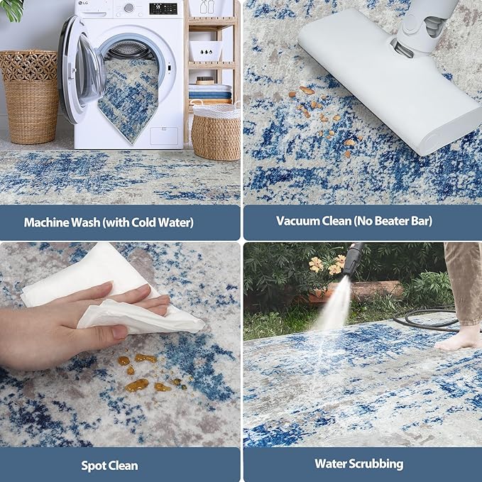 9x12 Area Rugs for Living Room Rug Washable: Abstract Large Rug for Dining Room - Image 4