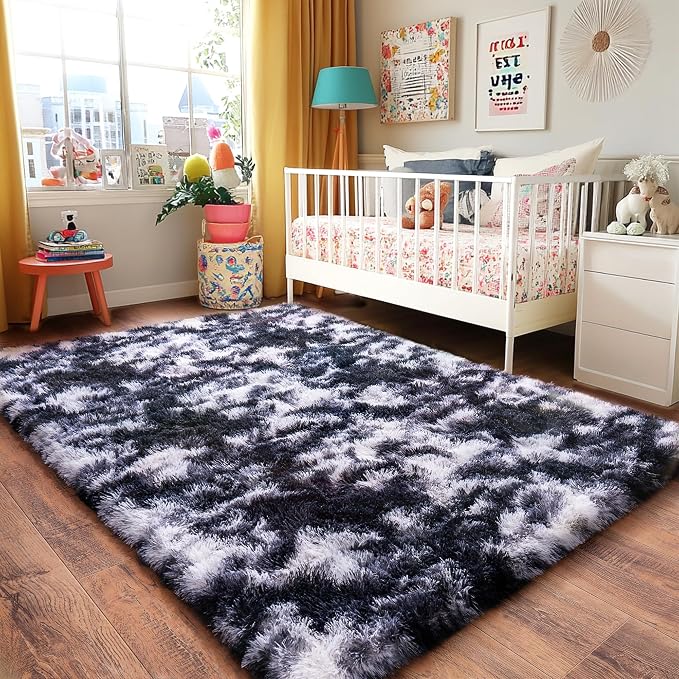 Black and White Rug for Living Room, 6x9 Area Rug for Bedroom, Bedside Indoor - Image 9