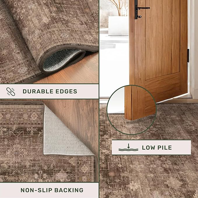 Brown Washable Long Runners for Hallways, 2x10 Wide Kitchen Runner Rug - Image 5