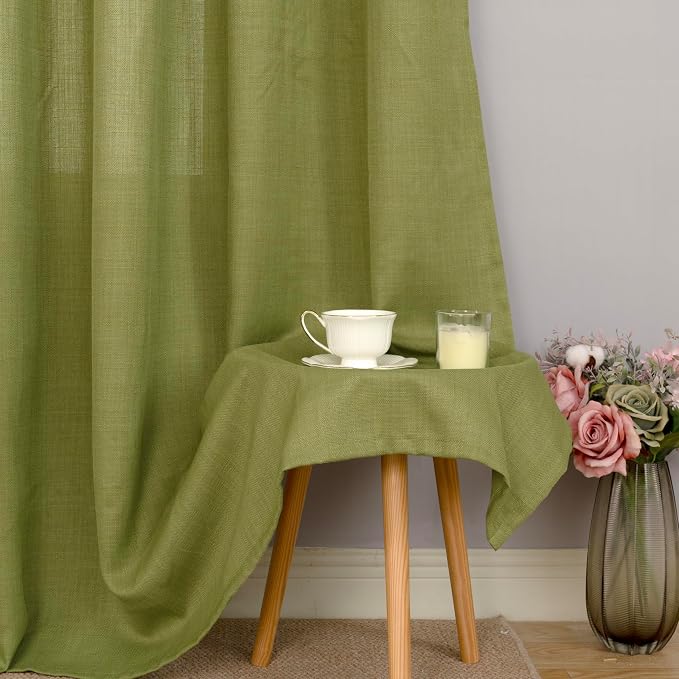 LAMIT Moss Green Linen Curtains 72 inches Long - Image 8