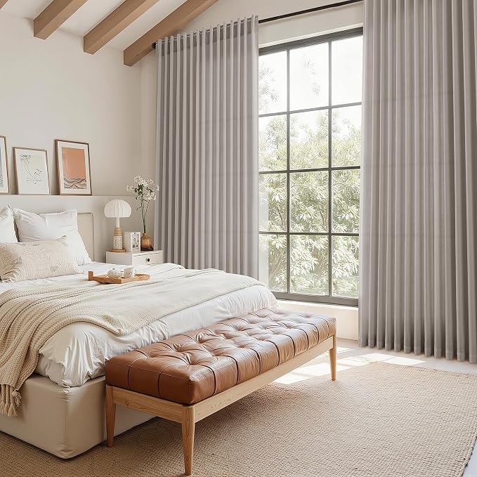 Nanspring Stone Grey Linen Curtains 96 Inches Long - Image 7