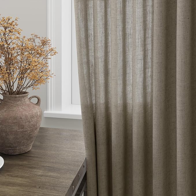 Mocha Linen Curtains 96 Inches Long - Image 3