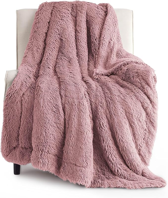 Bedsure GentleSoft Fluffy Dusty Pink Throw Blanket Gifts by BEDSURE