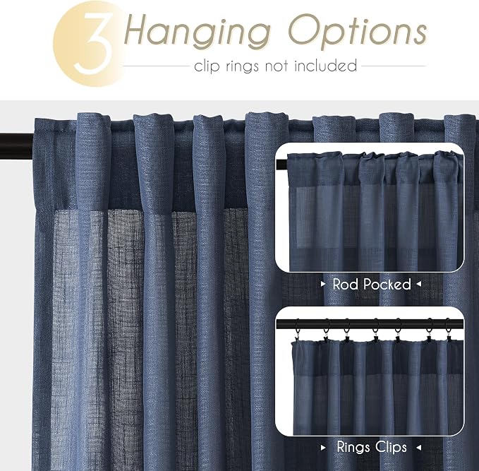 Navy Blue Curtains 94 inch Length - Image 2