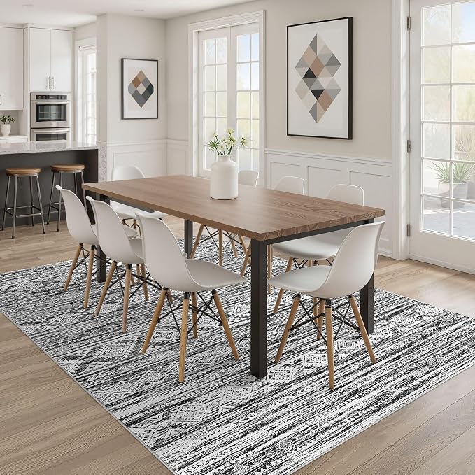 Nakagishi Bedroom Rug Area Rugs 4x6: Washable Boho Neutral Farmhouse Stain - Image 7