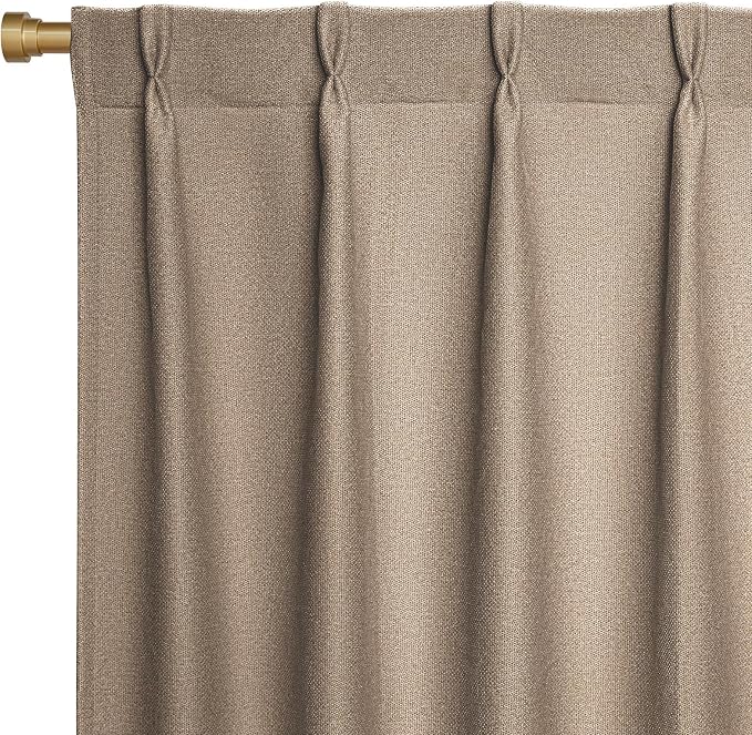 Joydeco Thick Linen Pinch Pleated Curtains 96 Inch Long 2 Panel Set by JOYDECO