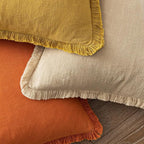 MIULEE Decorative Throw Pillow Covers Neutral Linen Fringe Throw Pillows Euro - Image 4