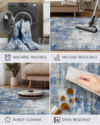Latte&Fog 6x9 Area Rugs for Living Room Bedroom, Boho Non Slip Low Pile Carpet - Image 6