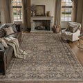 10x12 Washable Area Rug for Living Room Bedroom Vintage Brown Non Slip Carpet by WondRg