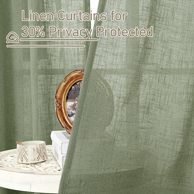 LAMIT Faux Linen Curtains 63 inches Long - Image 5