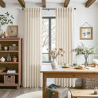 Cream Beige Linen Curtains for Living Room 105 Inches Long Light Filtering Semi - Image 8