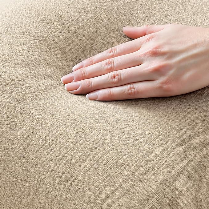 MIULEE Decorative Throw Pillow Covers Neutral Linen Fringe Throw Pillows Euro - Image 2