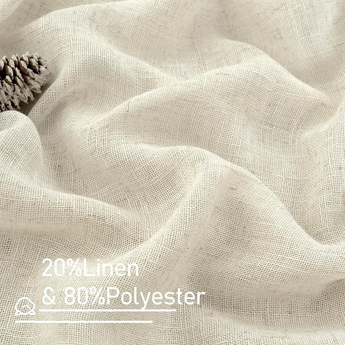 LAMIT Natural Ivory Linen Sheer Curtains 72 inches Long - Image 3