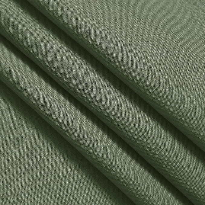 Olive Green Linen Curtains 60 Inch Length 2 Panel Set Back Tab Rod Pocket Semi - Image 7