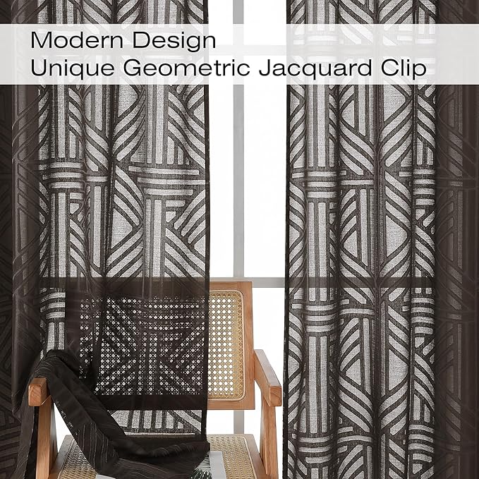 Simplebrand Chocolate Sheer Curtains 72 Inch Length 2 Panels - Image 3