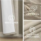 Yakamok Natural Linen Curtains 100% Blackout 84 Inches Long, Room Darkening - Image 6