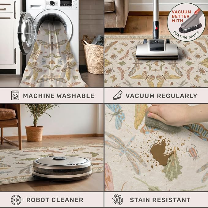 Hazo Haus Washable Neutral Area Rug Living Room, 5x8 Washable Rugs - Image 4