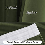 RYB HOME Olive Green Velvet Curtains 63 inches Length - Image 5