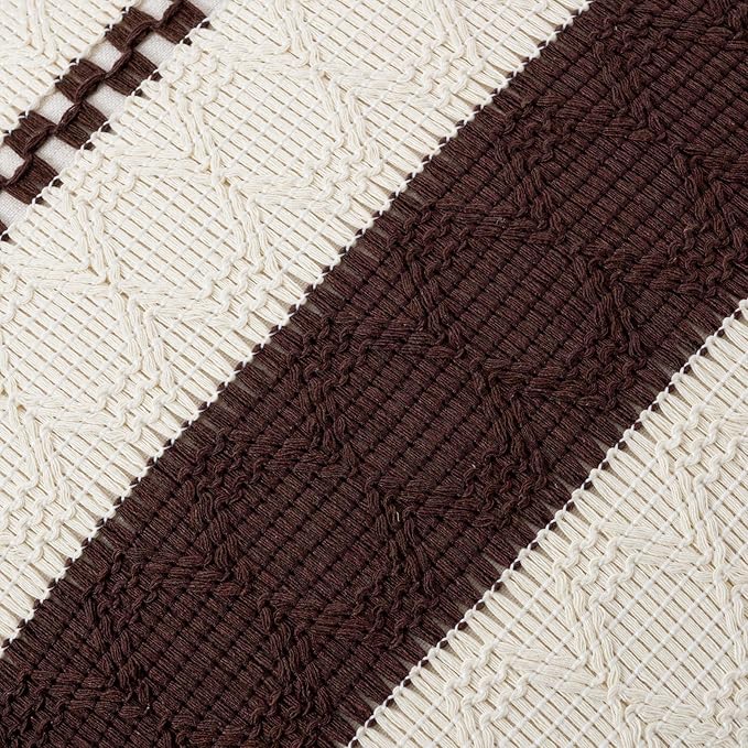 Fancy Homi Set of 1 Boho Brown Decorative Throw Pillow Cover 16x16 Inch - Image 4