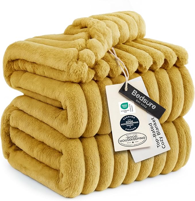 Bedsure GentleSoft Yellow Fleece Blanket by BEDSURE