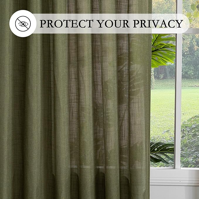 MYSKY HOME 96 Inches Semi Sheer Sliding Door Curtains Farmhouse Light Filtering - Image 6