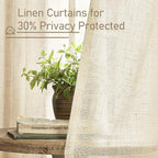 LAMIT Beige Linen Curtains 84 Inch Length 2 Panels - Image 7